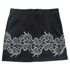 Plenty by Tracy Reese Mini Skirt 6 NWT Black Embroidered Floral Ornate Anthro
